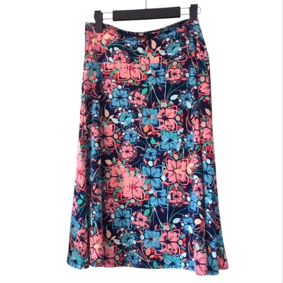 LuLaRoe Dresses & Skirts - LuLaRoe Marissa Floral A-Line Jersey Cottage Prairie Boho Stretch Skirt L